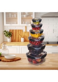 Resim 6'lı Set Master Kare Saklama Kabı 275 Ml - 500 Ml - 900 Ml - 1500 Ml - 2400 Ml - 3750 Ml 001 