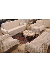 Resim Buldan Pamuklu Koltuk Örtüsü Maxi Takım (3+3+1+1) 