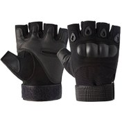 Resim Jeemson Erkek Kadın Çift Yönlü Kolluklu Yarı Parmak Eldiven, Sıcak Tutucu Kauçuk, Nylon Ve Mikrofiber, Bisiklet, Motosiklet Ve Spor İçin, Siyah-l 