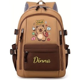 Resim Oldfriend Kişiselleştirilebilir Kapibara Sırt Çantası - Büyük Kapasiteli, Ayarlanabilir Askılar, Okul Ve Seyahat Kahverengi 
