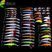 Resim 56 Parça Balıkçılık Yem Seti - Crankbait, Minnow Popper, Kalem Yemi, Kanca ile Tatlı ve Tuzlu Su Pike, Sazan ve Levrek Avı İçin Hard Baits Takımı - Erkekler için Noel Hediyesi 