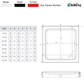 Resim Kare Monoblok Duş Teknesi | Mod - 80x80 / Kırmızı / Düz 