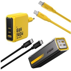 Resim Aohi Youth 140w 3 Portlu Şarj Adaptörü,27.600 Mah 240w Pd3.1 Powerbank, 140w 1m Pd 3.1 480mbps Süper 