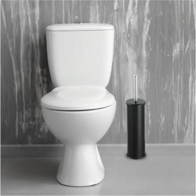 Resim Metal 3 Litre Siyah 2'li Banyo Seti Pedallı Çöp Kovası Wc Klozet Tuvalet Fırça Seti Banyo Çöp Kovas 