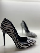 Resim Num40S Zebra Dokulu Stiletto Özel Ve Büyük Numara Yüksek Topuklu Ayakkabı 