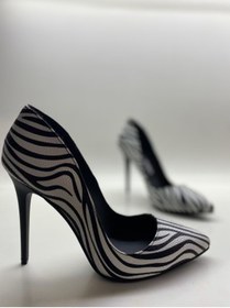 Resim Num40S Zebra Dokulu Stiletto Özel Ve Büyük Numara Yüksek Topuklu Ayakkabı 