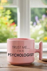 Resim Trust Me I'm A Psychologist Baskılı Psikolog Hediyelik T Kulplu Pembe Latte Fincanı Kupa Bardak, QB1PL1329 
