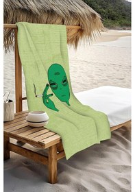 Resim Dijital Baskı Plaj Deniz Havlusu Uzaylı Desenli Peştamal Hvl0198 Renkli 