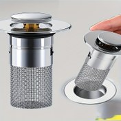 Resim 1 adet katlanabilir lavabo tıpası, banyo saç filtresi süzgeci, 304 paslanmaz çelik ağ + krom kaplı plastik, 3.4-3.99 cm su çıkışı çapına uygun, plastik ve 304 paslanmaz çelikten yapılmış, tek parça, karışık renk tasarımı 