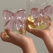 Resim 1-2 adet Sevimli Pembe Kurdele Cam Bardaklar, 300ml | Hikaye 3D Kurdele Tutacakları, Tekrar Kullanılabilir ve Bulaşık Makinesinde Güvenli | Onun İçin Mükemmel Hediye, Kahve ve Meyve Suları, Benzersiz İçecekler | Eğlenceli Tasarım | Dayanıklı Cam 