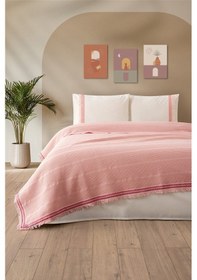 Resim Tivoli Tek Kişilik Dantelli 3 Parça Pike Takımı-waffle Pike Seti-melanie Pudra Pudra 