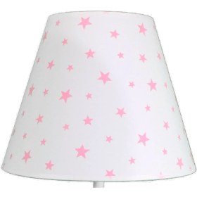 Resim Şenay Aydınlatma Çocuk Odası Konik Kumaş Abajur-Beyaz Yıldız 