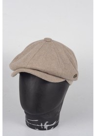Resim Eleven Markets Kışlık 8 Parca Kaşmir Düz Renk Peaky Blinders Model Erkek Kasket London Şapka Açık Kahverengi 