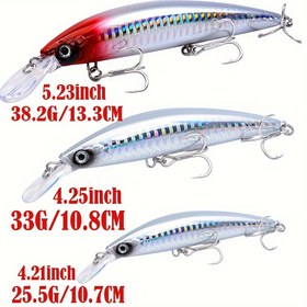 Resim Yansıtıcı Lazer Kağıtlı Ultra Uzun Atış Balıkçılık Yemi - 3 Ağırlık Seçeneği (38.2g/33g/25.5g), Güçlendirilmiş Üçlü Kancalar, Tatlısu & Tuzlu Su Balıkçılığı İçin İdeal, Balıkçılık Kancaları 