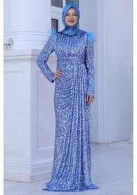 Resim Esilanur Şura Tesettür Abiye İndigo İndigo 