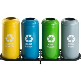 Resim Çevre Endüstri Ürünleri ZK-1007A Boyalı 4’lü Geri Dönüşüm Seti 