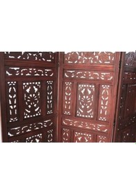 Resim Ahşap Maun Rengi El Oyması Paravan Çok Renkli 