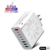 Resim 8 Port Usb C Şarj Hızlı Hızlı Yüksek Hızlı Şarj Tipi C Pd Duvar Telefon Us Plug White ' Beyaz 
