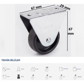 Resim Hts 104 Sehpa Masa Ofis Mobilya Tekeri 50x18 Sabit Teker 