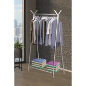 Resim Retodesign Ayaklı Raflı Konfeksiyon Askısı Beyaz 
