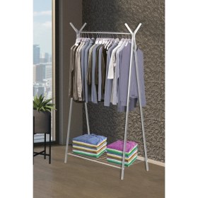 Resim Retodesign Ayaklı Raflı Konfeksiyon Askısı Beyaz 