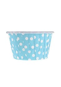 Resim Kağıt Muffin Kek Kalıbı Puantiyeli Mavi 