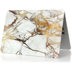 Resim Cbtx Macbook Mermer Desenli Laptop Kılıfı 12" Altın / Gri 