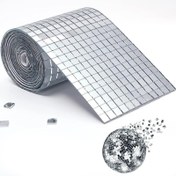 Resim Kendinden yapışkanlı Disko Topu Seramik Karo 5X5mm-Yansıtıcı Mini Ayna Kare, DIY El Sanatları, Scrapbook ve Dekorasyon için Uygun, İç/Dış Mekan Kullanımı (1.57X11.81 İnç Paket) 