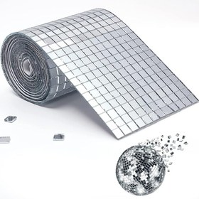 Resim Kendinden yapışkanlı Disko Topu Seramik Karo 5X5mm-Yansıtıcı Mini Ayna Kare, DIY El Sanatları, Scrapbook ve Dekorasyon için Uygun, İç/Dış Mekan Kullanımı (1.57X11.81 İnç Paket) 