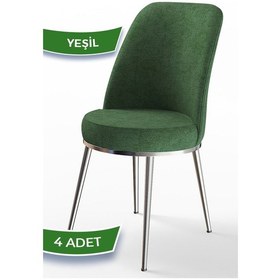 Resim Canisa Concept Dexa Serisi Yeşil Renk 4 Adet Sandalye, Renk Yeşil, Ayaklar Krom Yeşil 