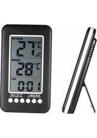 Resim Mufunye Kablosuz İç Ve Dış Mekan Termometresi 2'si 1 Arada Saatli Lcd Termometre / Dijital İç / 