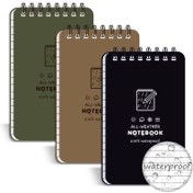 Resim 1/2/5 adet Tüm Hava Koşullarına Dayanıklı Su Geçirmez Defter - Taktik Cep Boyutu 7.62cm x 12.7cm Yeşil-siyah-kahverengi Kapak, İçli Cetvel Kağıdı ile, Açık Hava Aktiviteleri, Yürüyüş, Kamp ve Acil Durum Kaydı için Uygun 