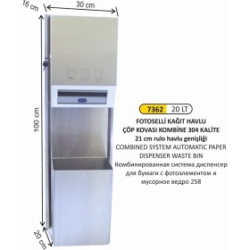 Resim Arı Metal Kombine Sistem F.selli Kağıt Verici + Çöp Kovası 258 