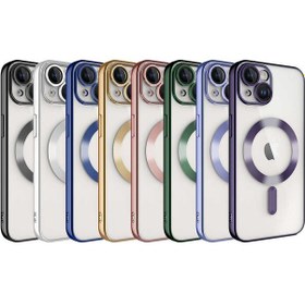 Resim İphone 14 Plus Uyumlu Kamera Korumalı Magsafe Wireless Şarj Özellikli Zore Demre Kılıf-koyu Ye Koyu Yeşil 