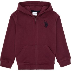 Resim U.S. Polo Assn. Erkek Çocuk Bordo Fermuarlı Kapüşonlu Sweatshirt 50316706-VR177 