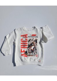 Resim Nk Kids Erkek Çocuk Pamuklu Aslan Baskılı Sweatshirt-11226-krem Krem 
