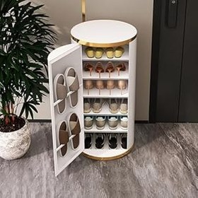 Resim Döner Ayakkabı Rafı Kulesi, Yerden Tasarruflu İplik Ayakkabı Rafı, 6/7/8 Katmanlı Döner Ayakkabı Dolabı, Serbest Daimi İplik Ayakkabı Düzenleyici, Oturma Odası için, Giriş Yolu 