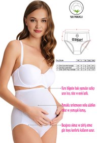 Resim ÖZKAN underwear Özkan 23582 5'li Paket Kadın Pamuklu Likralı Süprem Hamile Lohusa Yüksek Bel Bato Külot 