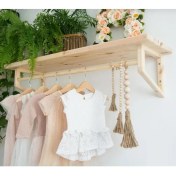 Resim Babyroomstore Ahşap Dekoratif Askılı Raf 