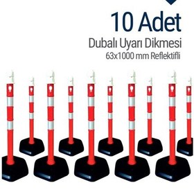 Resim İleri Trafik Dubalı Uyarı Dikmesi 534231033 63 x 1000 MM Reflektifli 10'lu Set 