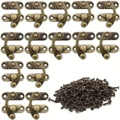 Resim 70 Parça Antik Bronz Çinko Alaşımli Menteşe ve Vidalar, Takı Kutusu & Dekoratif Aksesuarlar İçin Nostalj Dolap ve Çanta Kilitleri, Şık Ev Dekoru İçin Dayanıklı Metal Donanım 