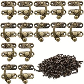 Resim 70 Parça Antik Bronz Çinko Alaşımli Menteşe ve Vidalar, Takı Kutusu & Dekoratif Aksesuarlar İçin Nostalj Dolap ve Çanta Kilitleri, Şık Ev Dekoru İçin Dayanıklı Metal Donanım 