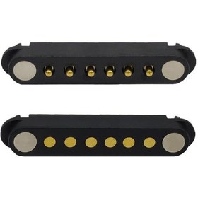 Resim 6-pin 2.54mm Pogo Pin Manyetik Konnektör Takımı 