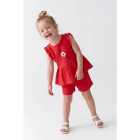 Resim Joy Kids Kız Çocuk Kolsuz Tunik Kesim Günlük Takım (2-5yaş) (Kırmızı) 