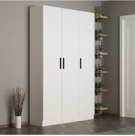 Resim Minar Kale 210 Cm 3 Kapaklı 1b Raf Portmanto Beyaz 