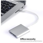Resim Xindoker Usb3.0 Hızlı Veri Aktarım Kart Okuyucu - Tf/sdxc/cf Kart Desteği, 3'ü 1 Arada, Alüminyum Gövde, Gümüş Renk 