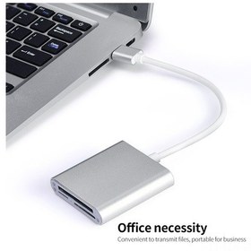 Resim Xindoker Usb3.0 Hızlı Veri Aktarım Kart Okuyucu - Tf/sdxc/cf Kart Desteği, 3'ü 1 Arada, Alüminyum Gövde, Gümüş Renk 