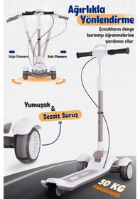 Resim Prego Veyron Bluetoothlu Müzikli Işıklı Çocuk Scooter Katlanabilir - Yükseklik Ayarlı Bej 
