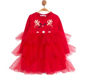 Resim Nk Kids Kız Bebek Geyikli Tütü Etekli Elbise 73604 Kırmızı 
