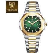Resim Poedagar Moda Kare Kadın Kuvars İzle Paslanmaz Çelik Tarih Bayanlar Kol Saati 789 Gold Green Altın 